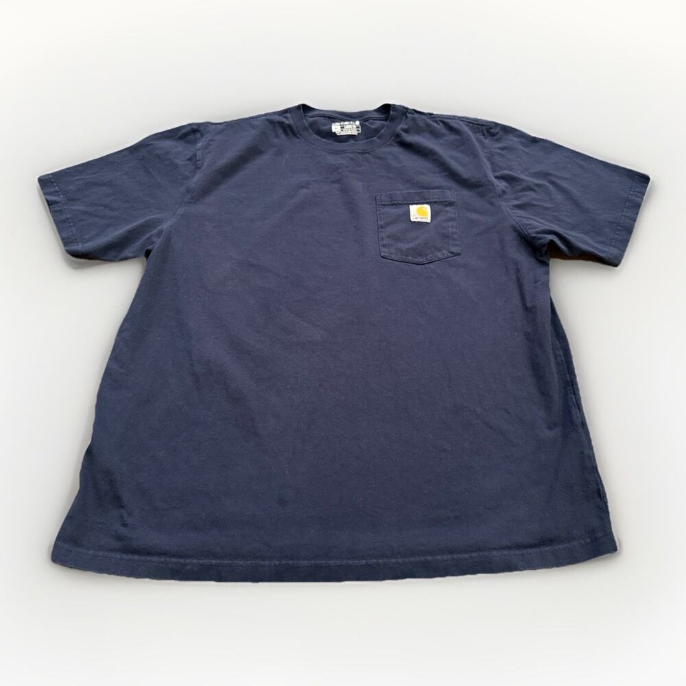 Carhartt Mens Navy Loose Fit Workwear Pocket Short Sleeve T-Shirt Size L K87